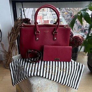 Henri Bendel Red Satchel and Wallet Set